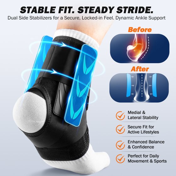 Whcool Ankle Support Brace for Sprains, Tendonitis & Relief, Athletic Compression for Men & Women,Single