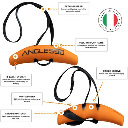 Angles90 Multifunction Gym Handles – Dynamic Grip Attachment for Cable Machines, Pull-Ups & Lat Pulldown, Ergonomic Training Grips, Made in Italy